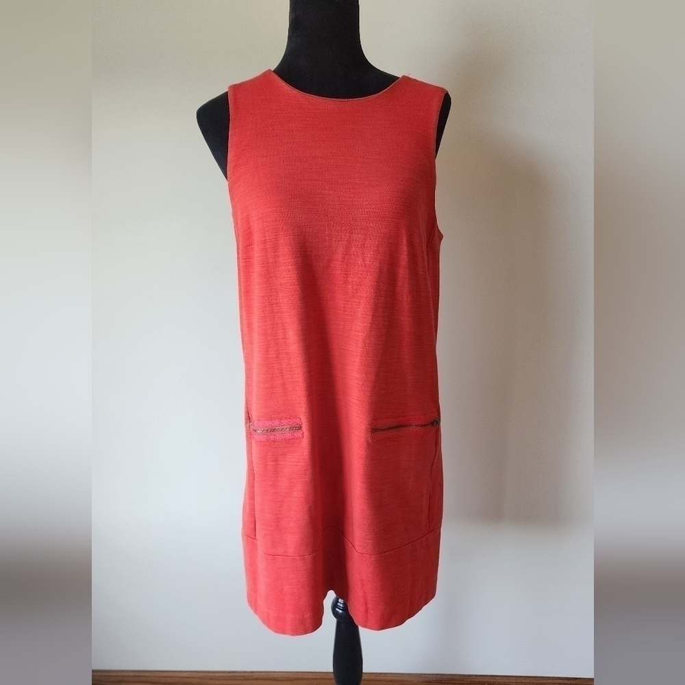 Madewell Red/Orange Sleeveless Knit Shift Dress Women's Size M.